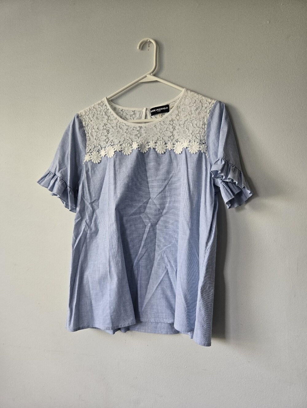 Karl Lagerfeld Blouse Crochet Lace Accent